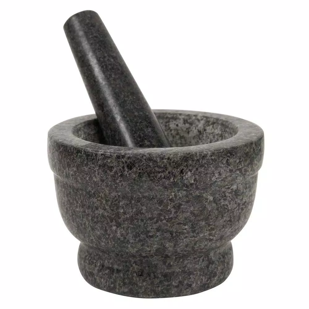 TACO TUESDAY Granite Stone Mortar and Pestle Set, 5.5 in. - Dark Gray