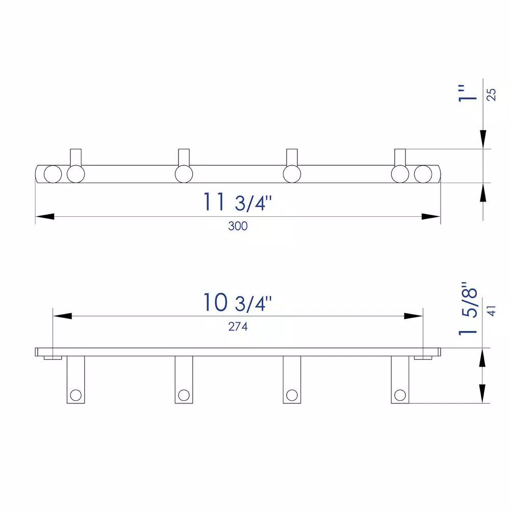 ALFI BRAND AB9528 Quadruple Robe Hook, Polished Chrome, Solid Brass