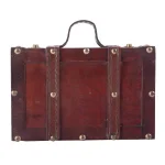 Vintiquewise Antique Style Small Wooden Suitcase Decorative Box with Leather Straps and Cherry Finish thumbnail 6