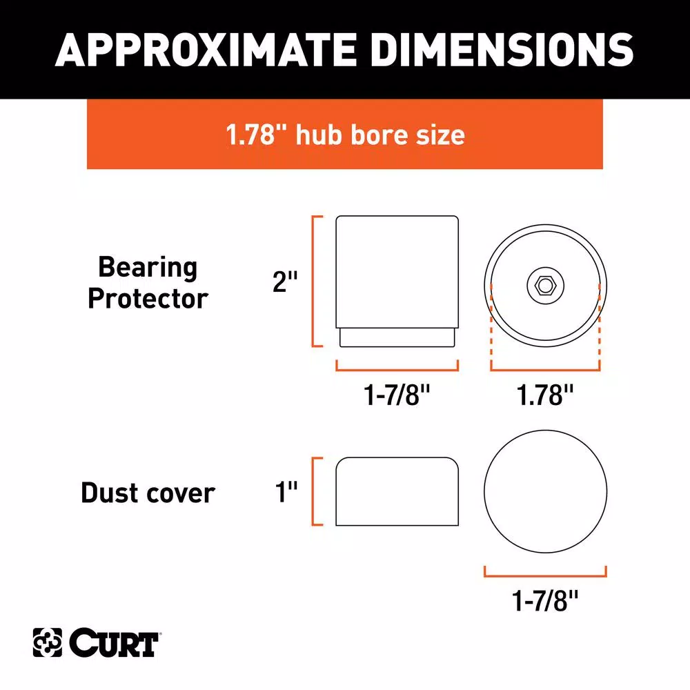 CURT 1.78" Bearing Protectors & Covers, 2-Pack
