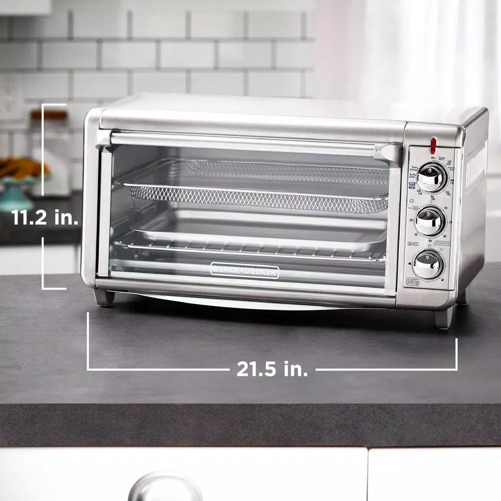 BLACK+DECKER 1500W Extra Wide Crisp 'N Bake Air Fry Toaster Oven, 8-Slice, Stainless Steel