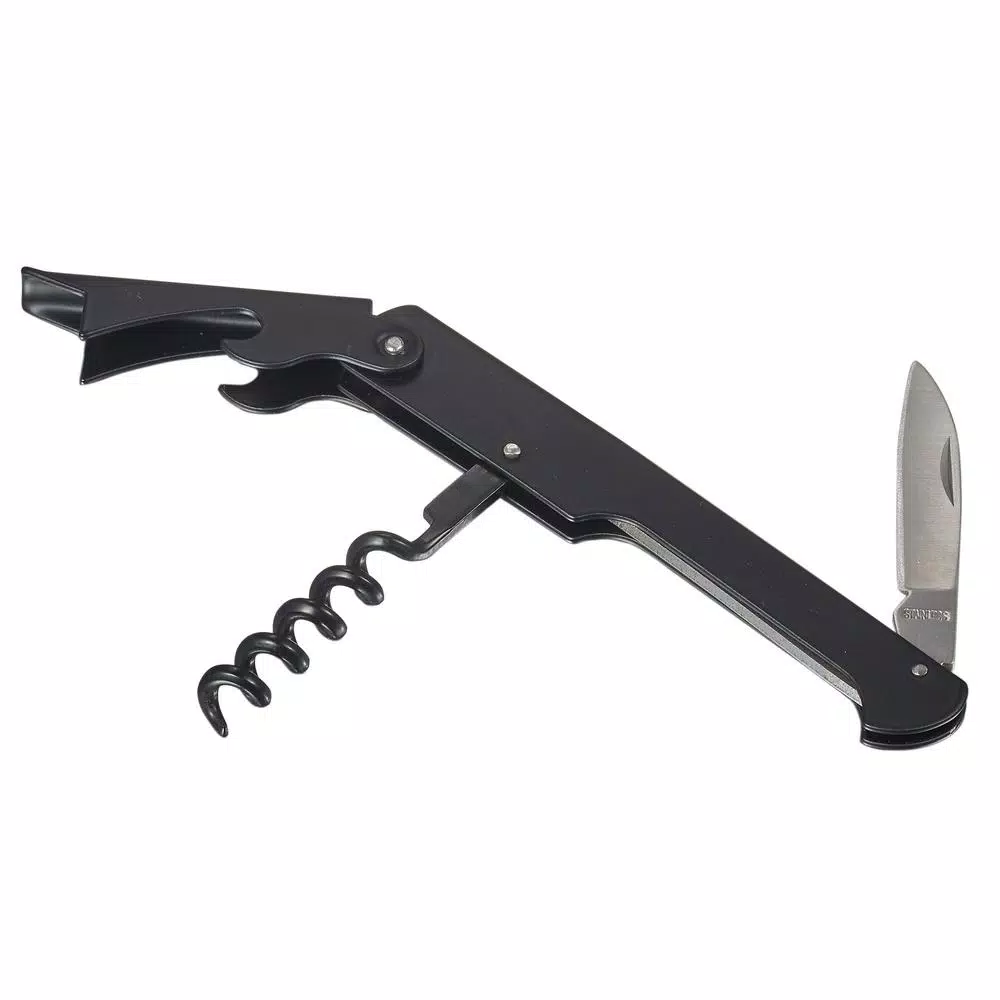 Visol Zoro Matte Black Stainless Steel Corkscrew and Bottle Opener Combo Tool, Set of 2