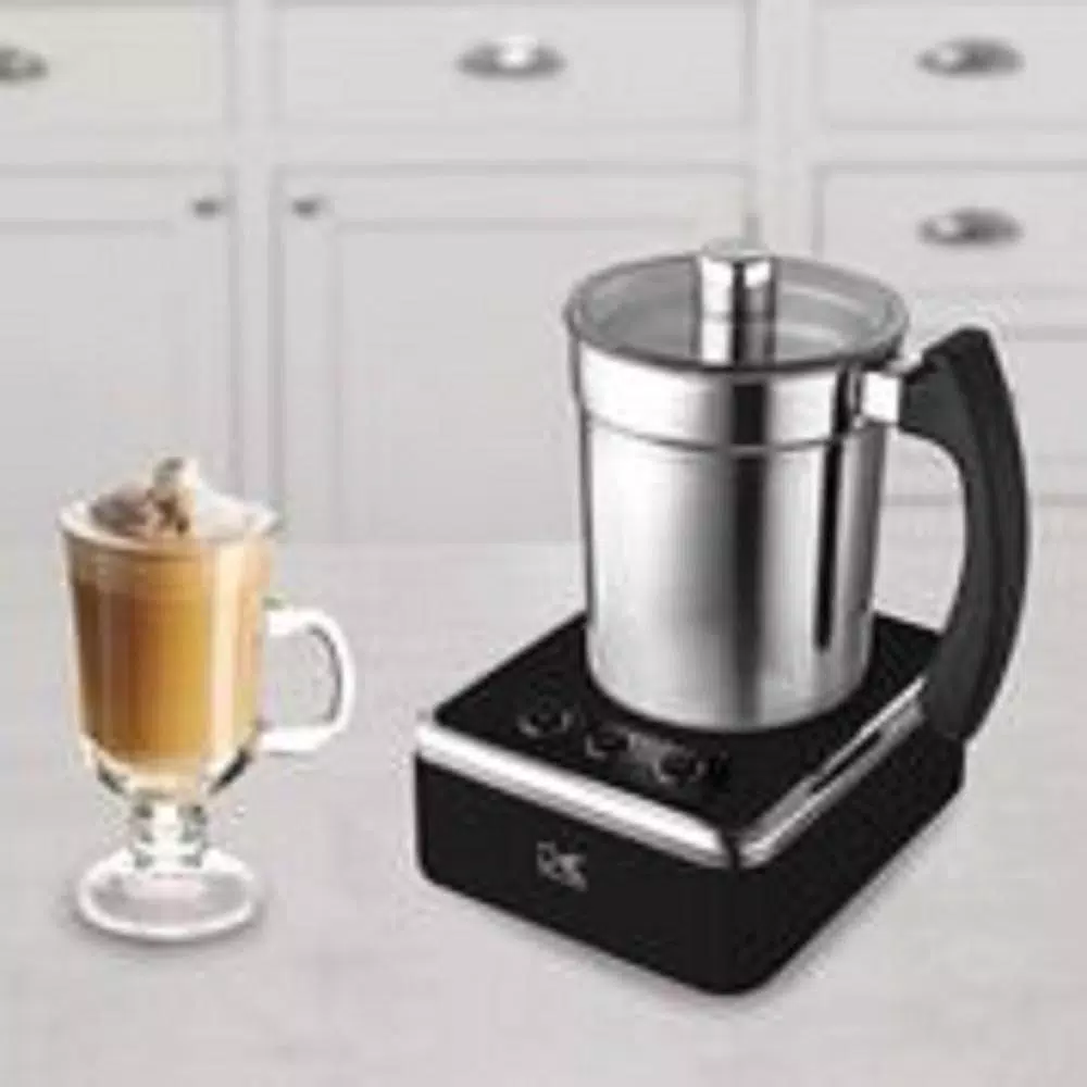 Kalorik Black and Stainless Steel Electric Milk Frother, 13.5 oz Capacity
