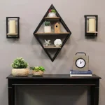 Stratton Home Decor Jose Tabletop Clock - Modern Natural Wood & Black thumbnail 1