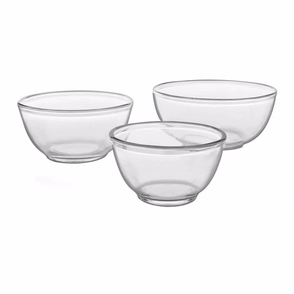 Libbey Baker's Basics Clear Glass Mixing Bowl Set with Lids, 3-Piece