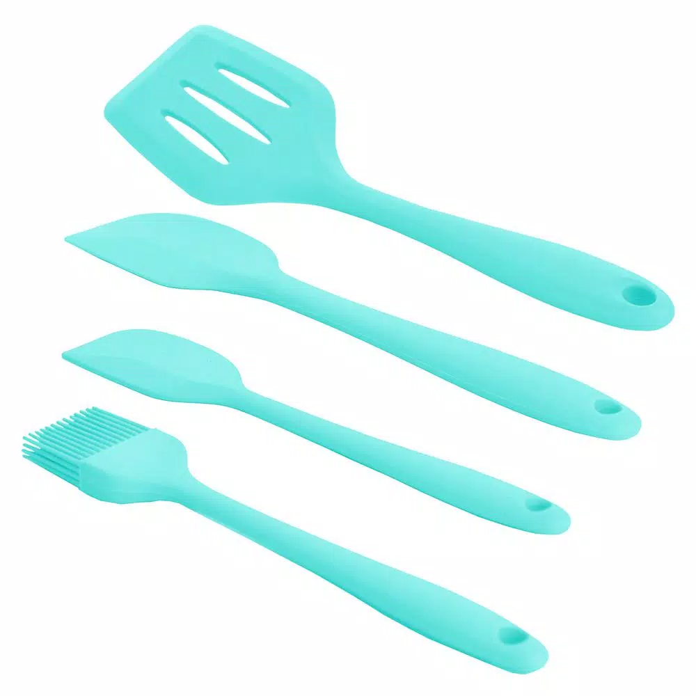 MegaChef 12-Piece Light Teal Silicone Kitchen Utensil Set