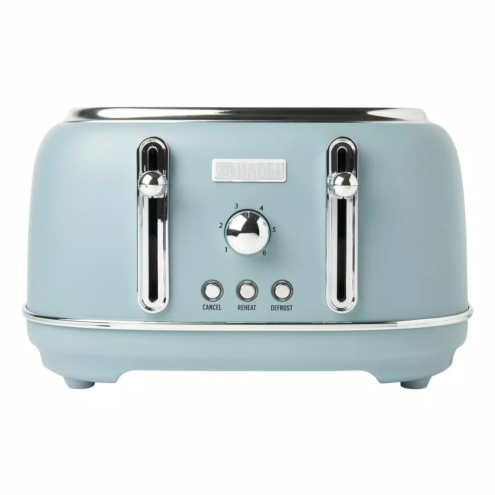 Haden Highclere 4-Slice Wide Slot Retro Toaster, Pool Blue