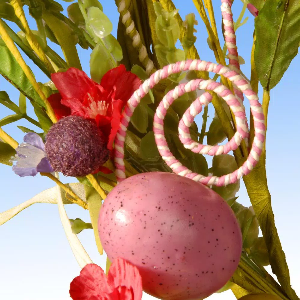 National Tree Company 24 in. Garden Accents Easter Wreath with Mixed Flowers, Eggs, and Butterflies