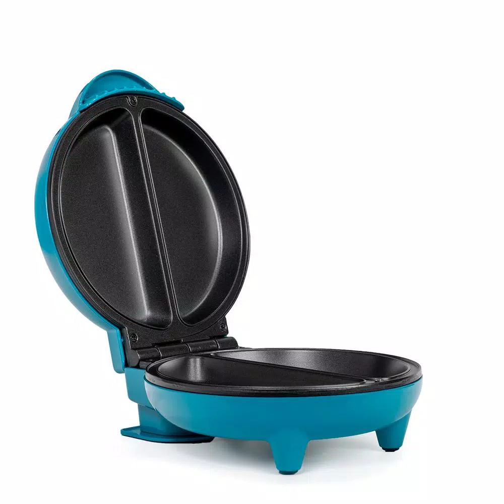 HOLSTEIN HOUSEWARES Holstein 4-Egg Omelette Maker, 2-Section Non-Stick Egg Cooker in Teal and Stainless Steel