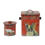 3R Studios Vintage Red Metal Boston Terrier Dog Biscuit Container - Kitchen Canister thumbnail 2