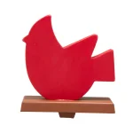 Glitzhome 6.3 in. Red Cardinal Wooden and Metal Stocking Holder thumbnail 3