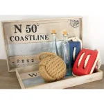 LITTON LANE Coastal Living Rustic Wood & Galvanized Metal Decorative Serving Trays, Set of 2 thumbnail 1