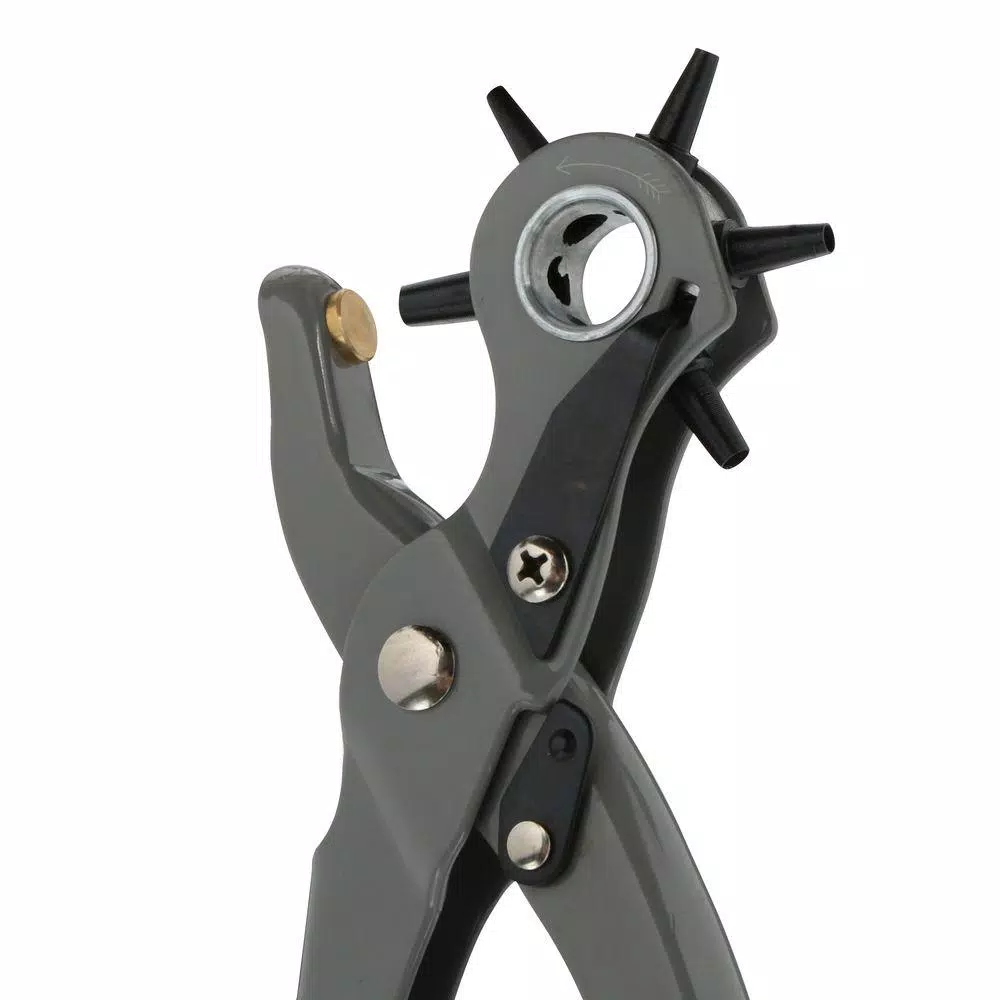 General Tools Revolving Punch Pliers with 6 Hardened Steel Punches for Leather, Plastic, and Canvas