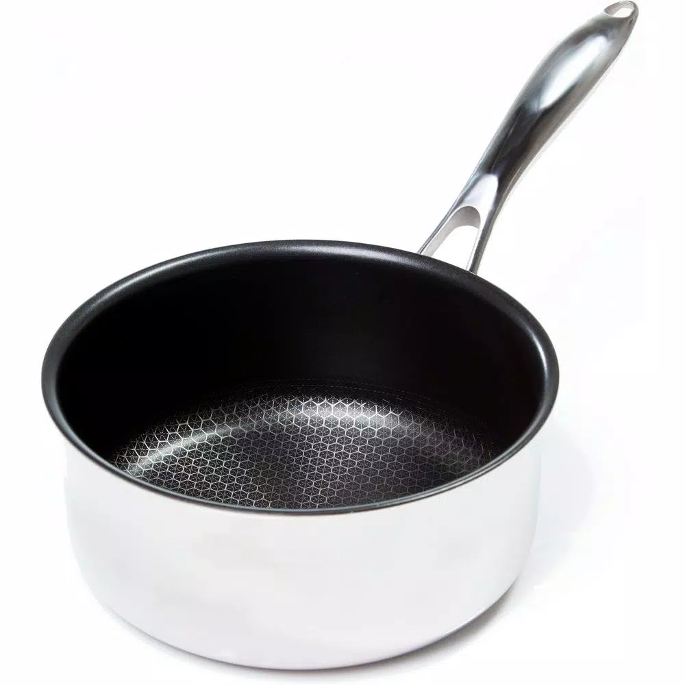 Black Cube 2.5 qt. Hybrid Stainless Steel Nonstick Sauce Pan with Glass Lid