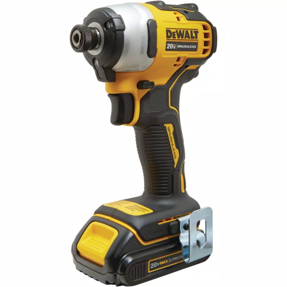 DEWALT 20V MAX ATOMIC 1/4 in. Brushless Compact Impact Driver Kit with 1.3Ah Battery, Charger & Bag