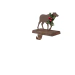 Glitzhome 6.50 in. Reindeer Stocking Holder with Green Garlands and Red Berries, Wooden and Metal thumbnail 4