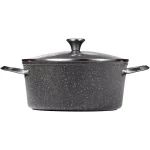 Starfrit The Rock 7.2 Qt. Aluminum Nonstick Stock Pot with Glass Lid, Black Speckle thumbnail 1