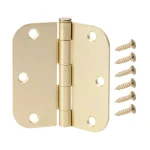 Everbilt 3-1/2 in. x 5/8 in. Radius Satin Brass Steel Butt Door Hinge, 24-Pack thumbnail 1