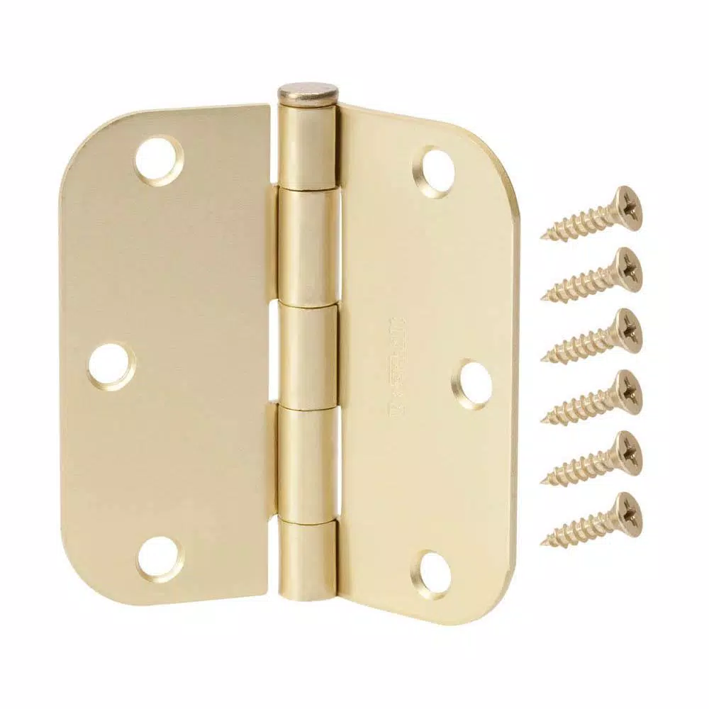 Everbilt 3-1/2 in. x 5/8 in. Radius Satin Brass Steel Butt Door Hinge, 24-Pack