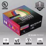 Wintergreen Lighting OptiCore C7 LED Multi-Color Smooth Opaque Christmas Light Bulbs, 25-Pack thumbnail 2