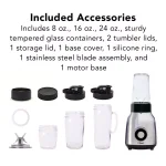 Tribest Glass Personal Blender, 42 oz. 4-Speed Chrome Electric Blender with Stainless Steel Blades thumbnail 5