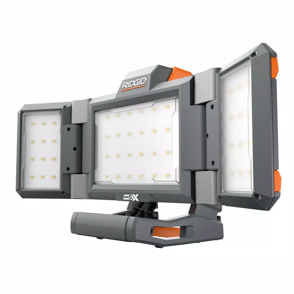 RIDGID 18V Cordless Hybrid Folding Panel Light with 1.5 Ah Lithium-Ion Battery, 2500 Lumens