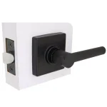 Defiant Highland Matte Black Passage Door Lever with Square Rose thumbnail 3