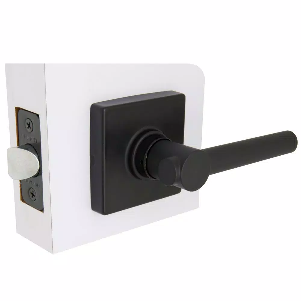 Defiant Highland Matte Black Passage Door Lever with Square Rose