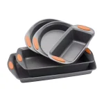 Rachael Ray Oven Lovin' 5-Piece Nonstick Aluminum Bakeware Set, Gray and Orange thumbnail 1