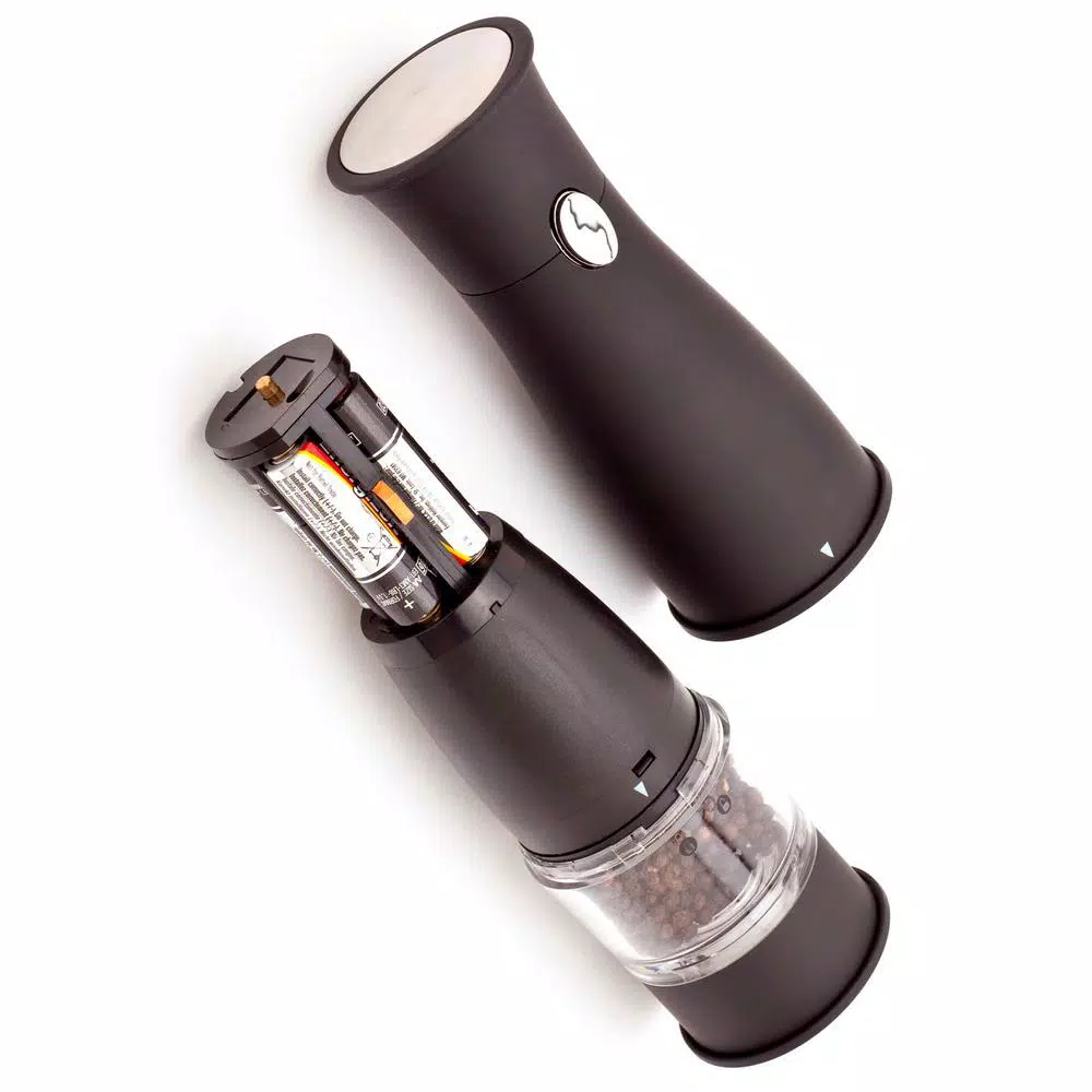 Ozeri Artesio Electric Salt and Pepper Grinder Set, BPA-Free Ceramic Burr Mills with Built-in Light