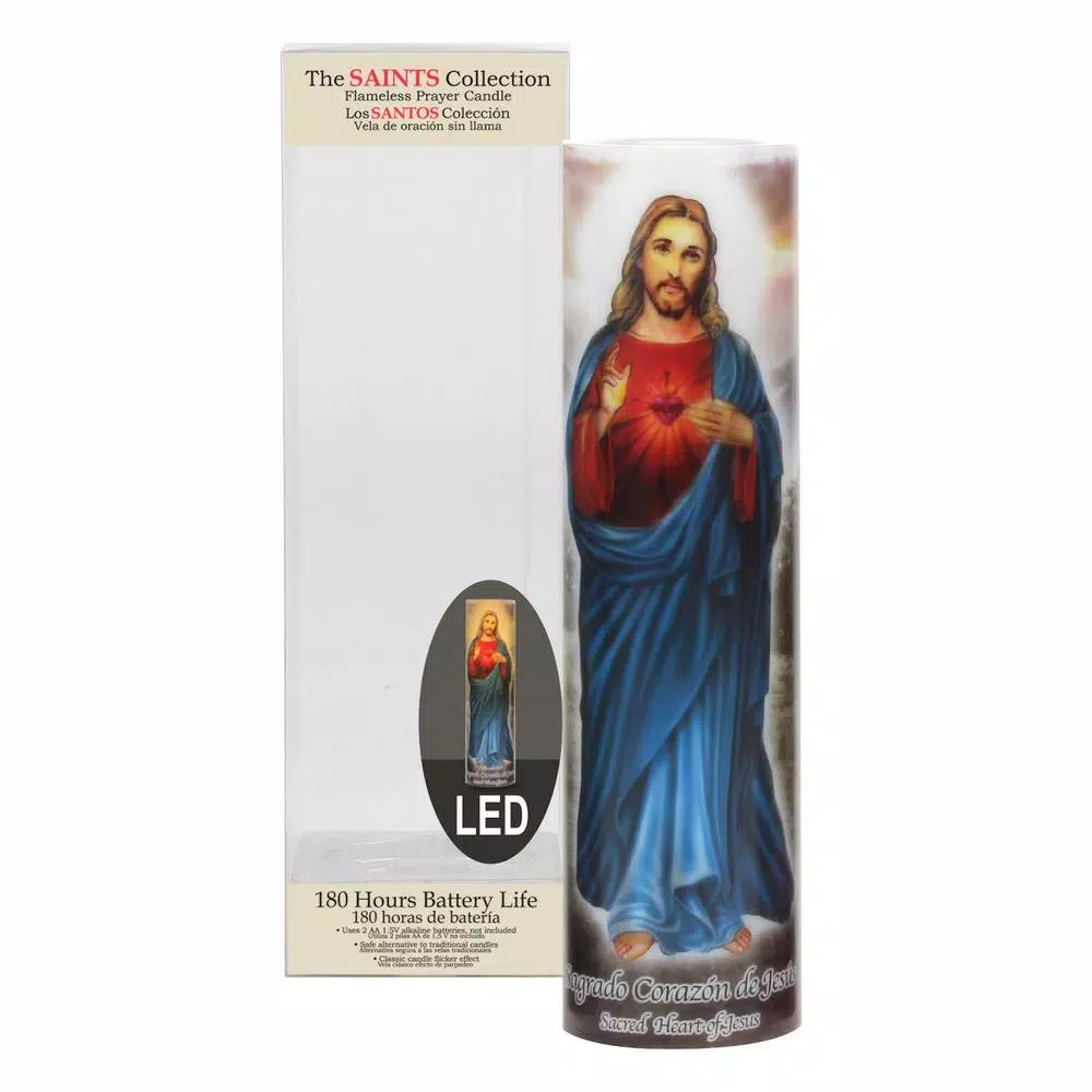 Stonebriar Collection 8 in. Jesus LED Flameless Prayer Candle - English & Spanish