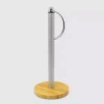 ExcelSteel Stainless Steel Paper Towel Holder with Durable Bamboo Base thumbnail 5