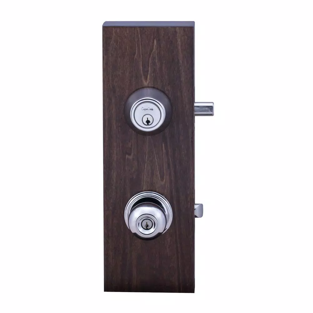 Copper Creek Soft Contemporary Polished Stainless Steel Entry Door Knob and Deadbolt Combo Set