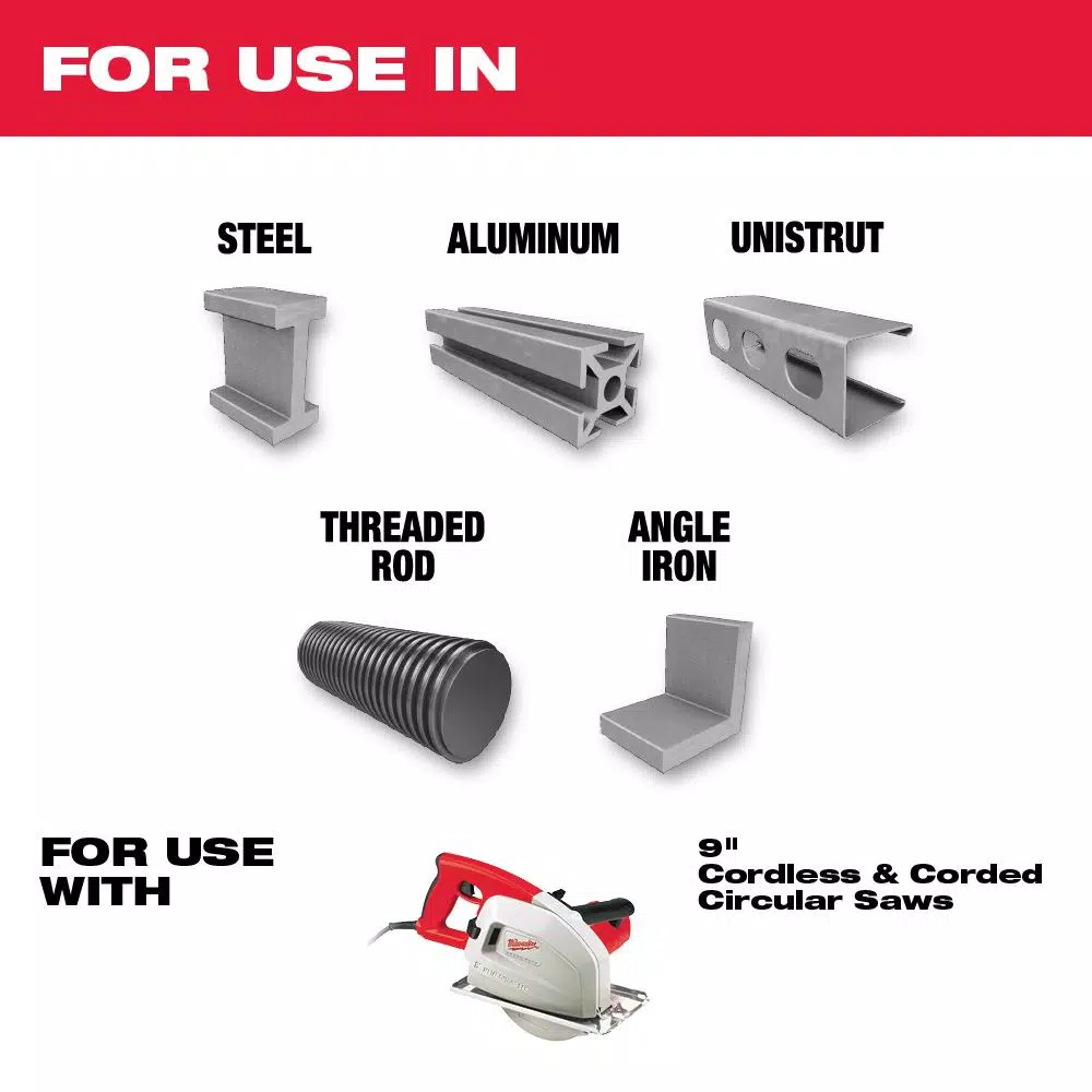 Milwaukee 9 in. x 48T Carbide Metal Cutting Circular Saw Blade