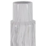 LITTON LANE 21 in. Classic Marble Cylinder White Ceramic Decorative Vase with Gray Veining thumbnail 5