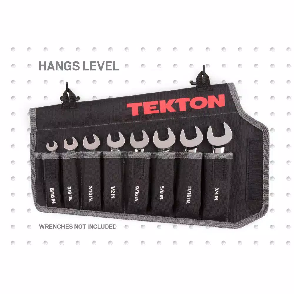 TEKTON 8-Tool Stubby Combination Wrench Roll-Up Pouch, 5/16 in. to 3/4 in.