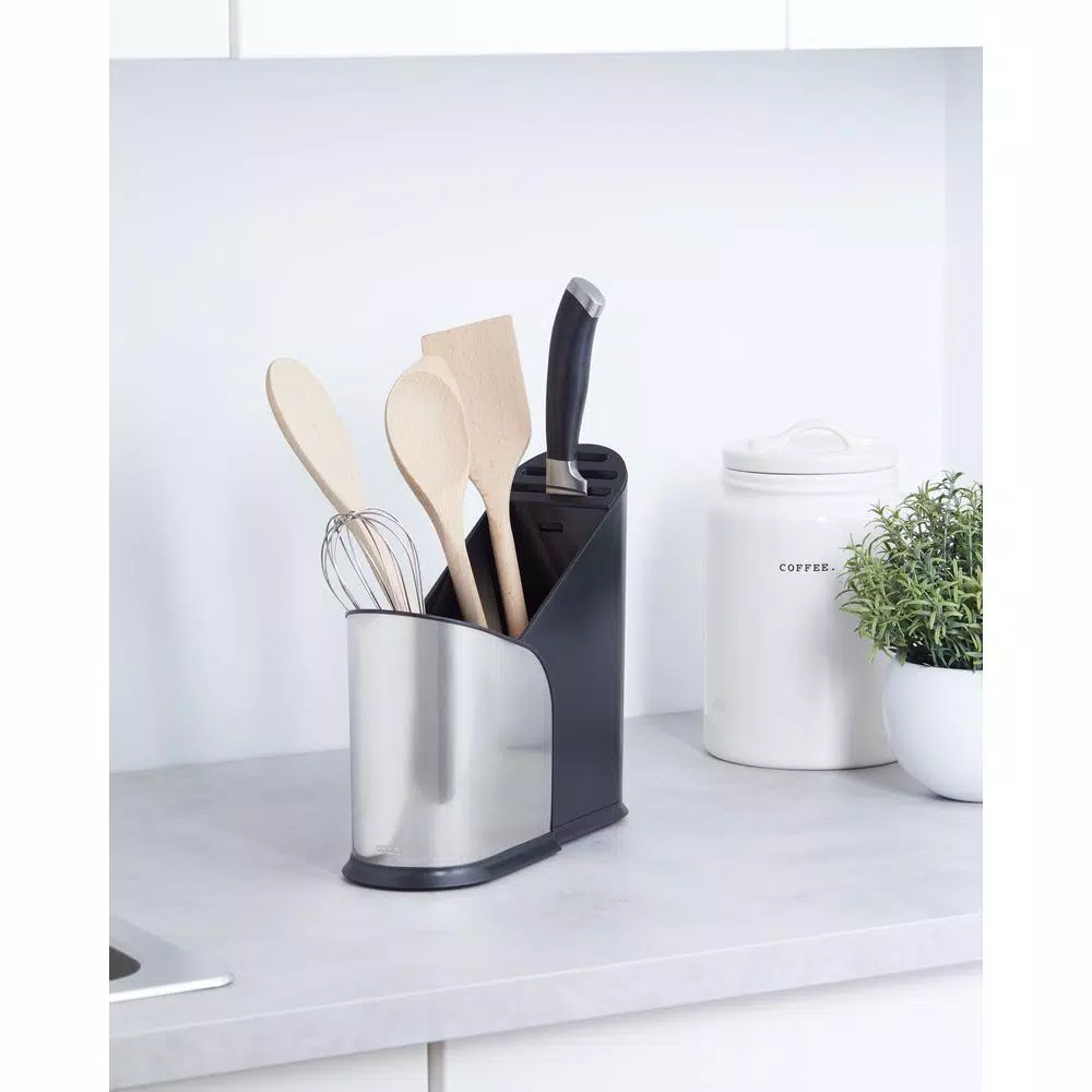 Umbra Furlo Expanding Utensil Holder and Knife Organizer, Black/Nickel