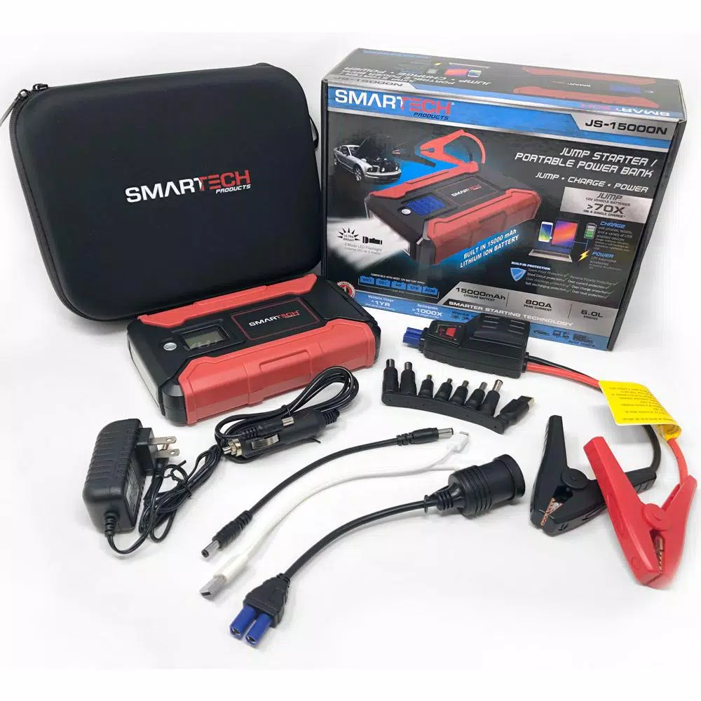 Smartech Products Smartech JS-15000N 15000 mAh Lithium Vehicle Jump Starter and Portable Power Bank