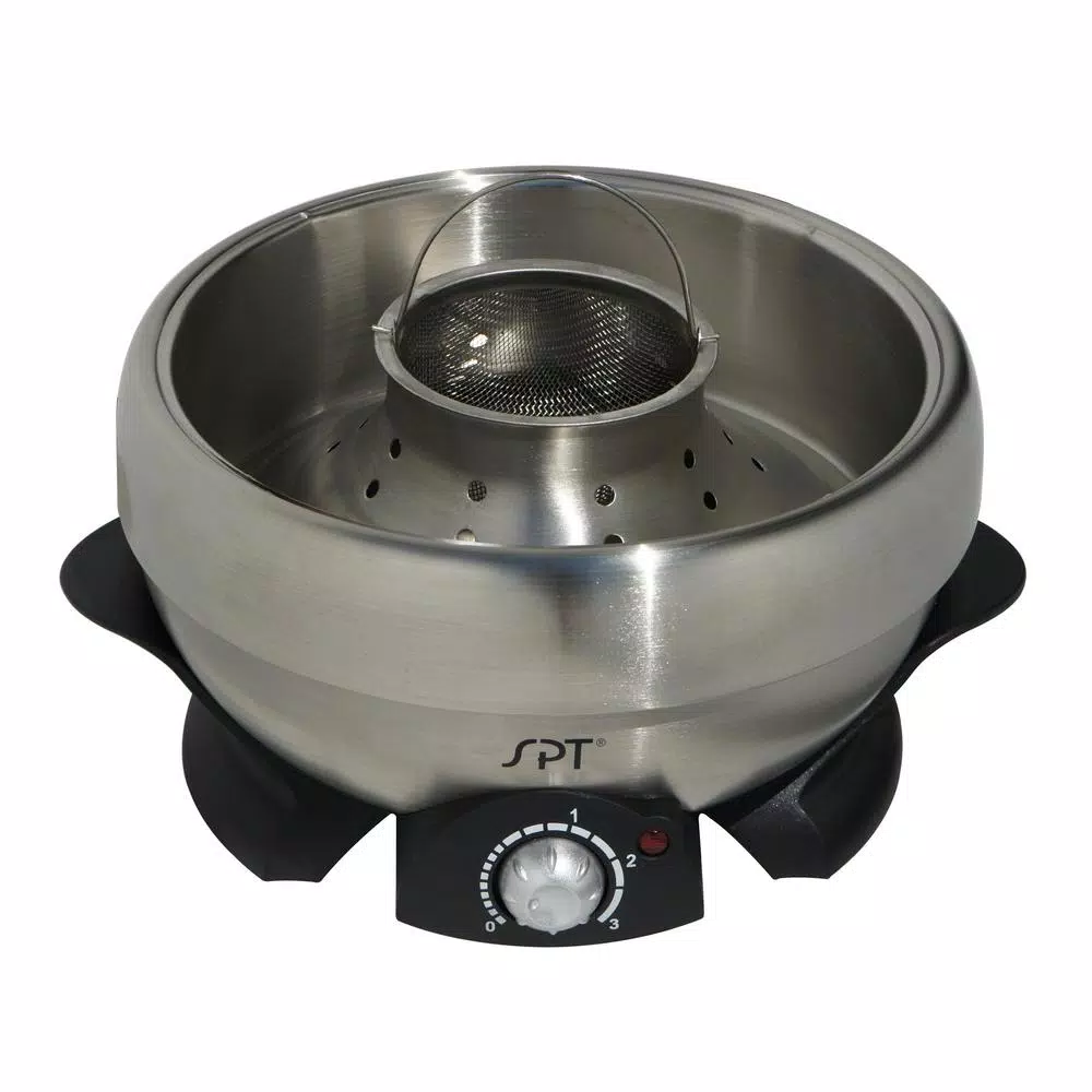 SPT 3 Qt. Stainless Steel Electric Multi-Cooker Shabu-Shabu Pot with Griddle and Steam Rack