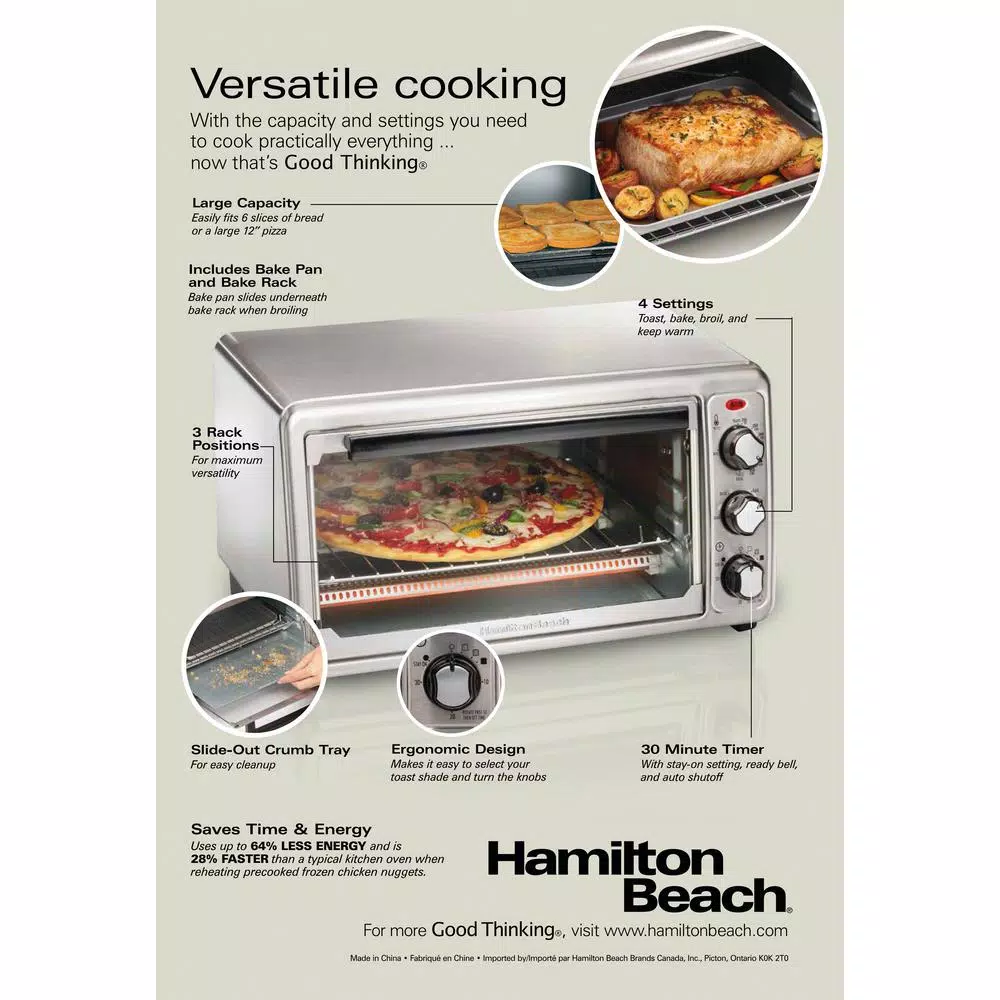 Hamilton Beach 1440-Watt 6-Slice Stainless Steel Countertop Toaster Oven