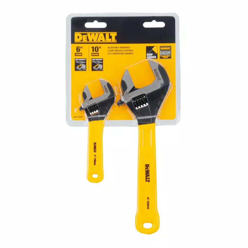 DEWALT Dip Grip Adjustable Wrench Set, 2-Pack (6 in. and 10 in.)