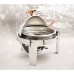 Unbranded Denmark Tools for Cooks 5-Piece 6.3 Qt Roll Top Stainless Steel Chafing Dish with Copper Accents thumbnail 3