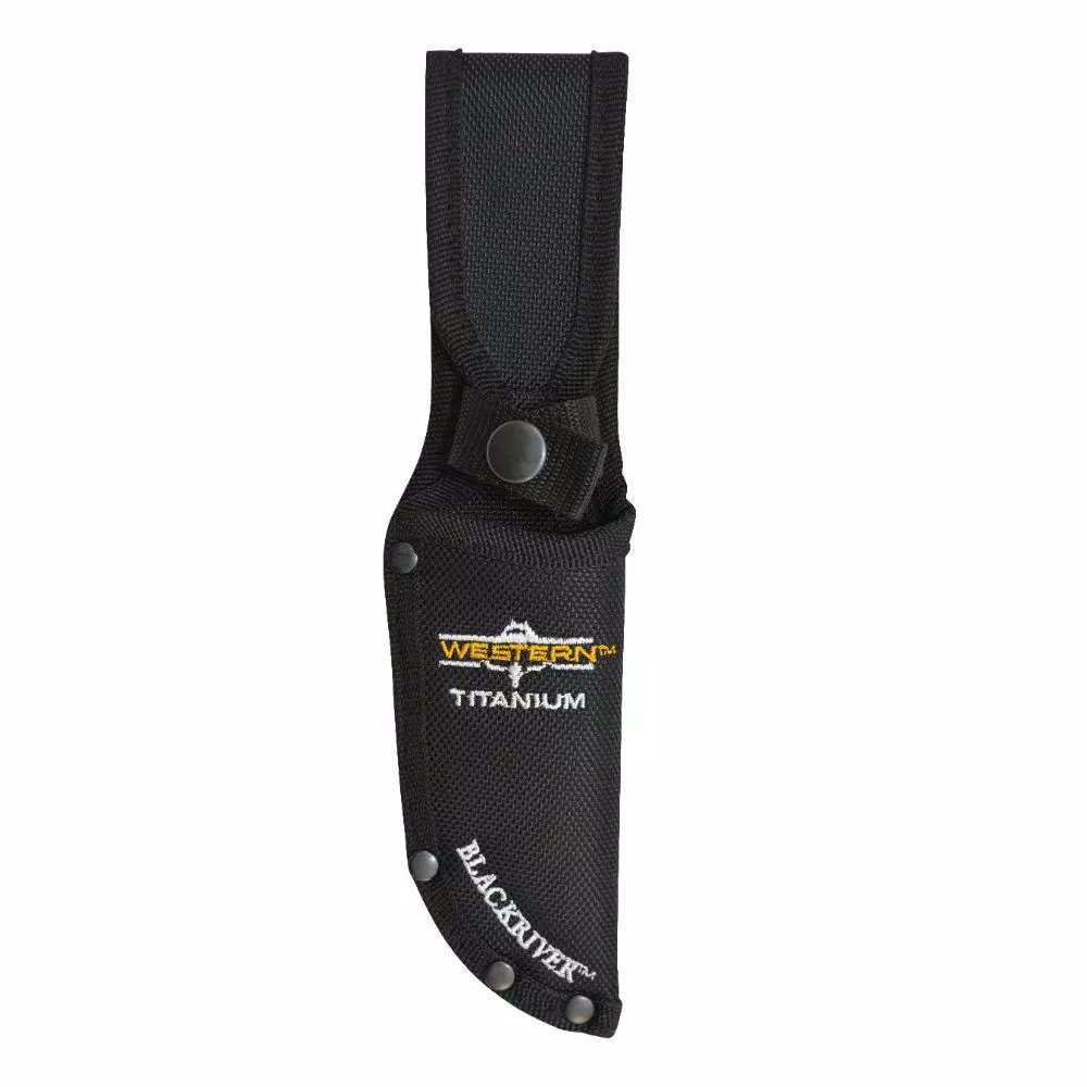 WESTERN BlackRiver 9 in. Titanium Bonded Fixed Blade Knife with 3.75 in. Drop Point Blade and Nylon Sheath