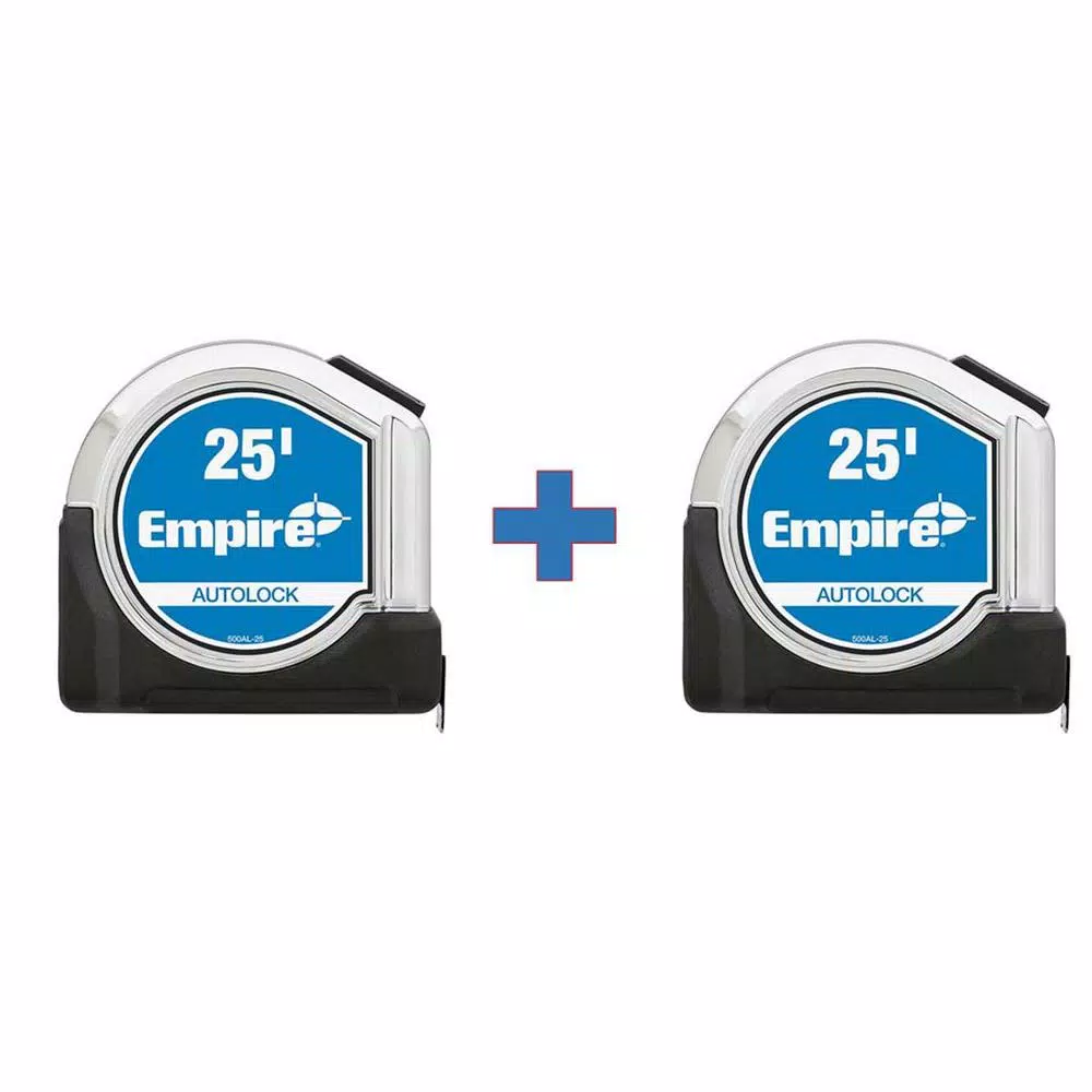 Empire Level 25 ft. Chrome Auto Lock Tape Measure, 2-Pack