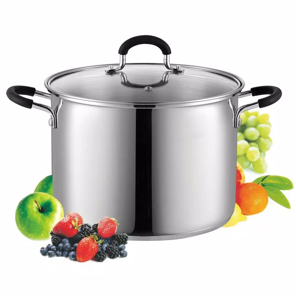 Cook N Home 8 Qt. Stainless Steel Stock Pot with Tempered Glass Lid