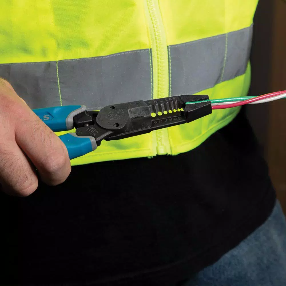 Klein Tools Heavy-Duty Wire Stripper with Shear-Cut, 8-18 AWG Solid & 10-20 AWG Stranded