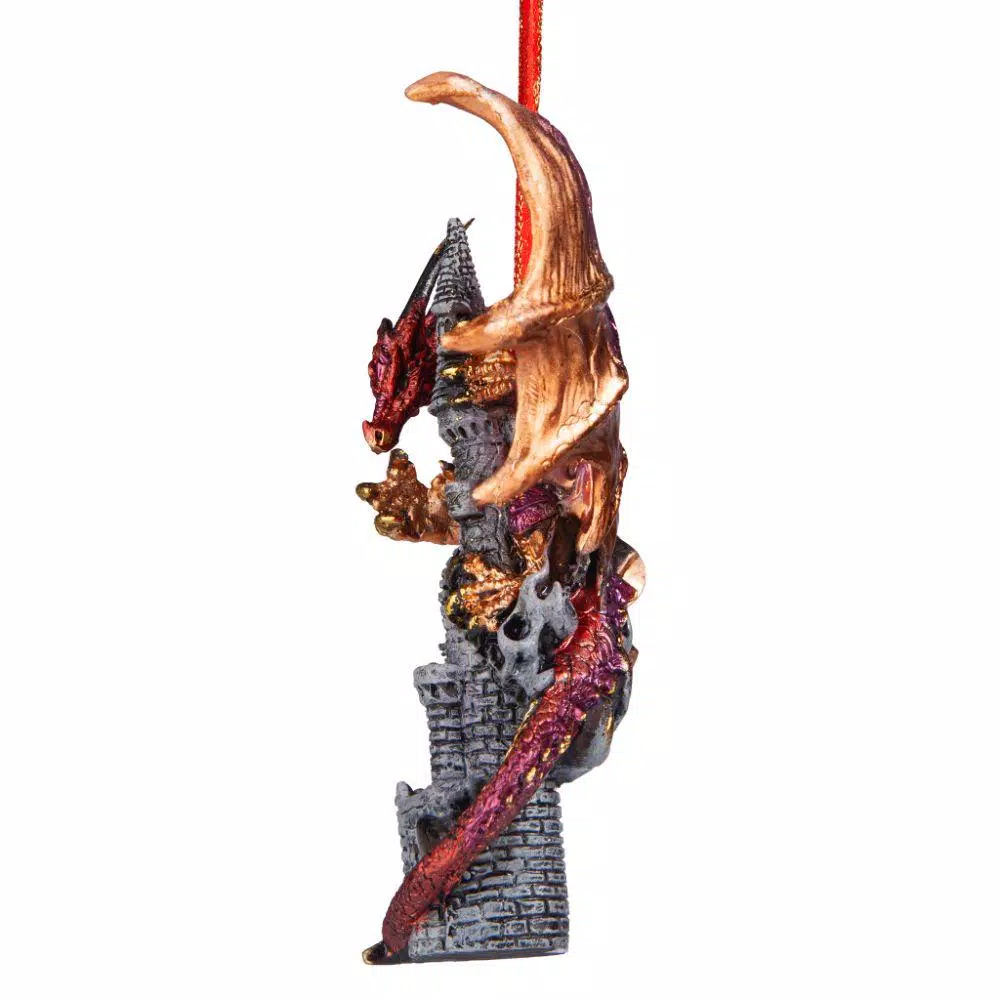 Design Toscano Zanzibar Gothic Dragon Holiday Ornament, 4.5 in. Hand-Painted Resin
