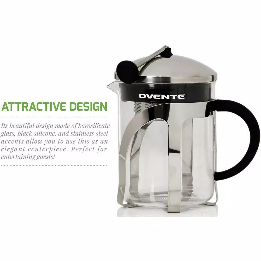 Ovente 2.5-Cup Glass Tea Maker with Removable Stainless Steel Infuser and Measuring Scoop