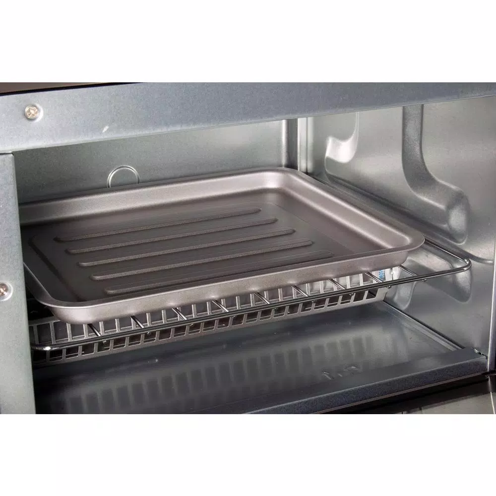 Total Chef 1000W 4-Slice Toaster Oven with Temperature Control and 30-Minute Timer, Black