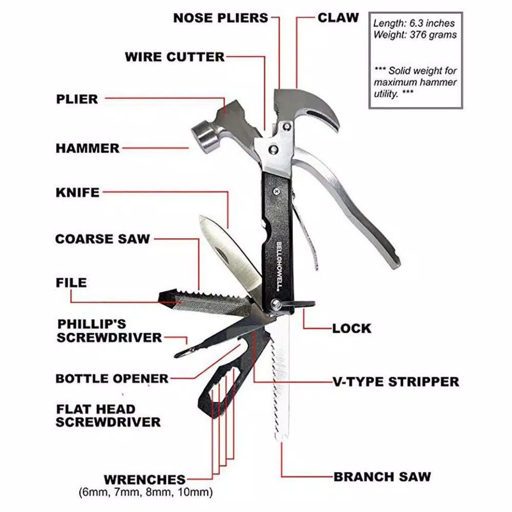 Bell + Howell Bell+Howell Tac Tool 18-in-1 Stainless Steel Multi-Tool